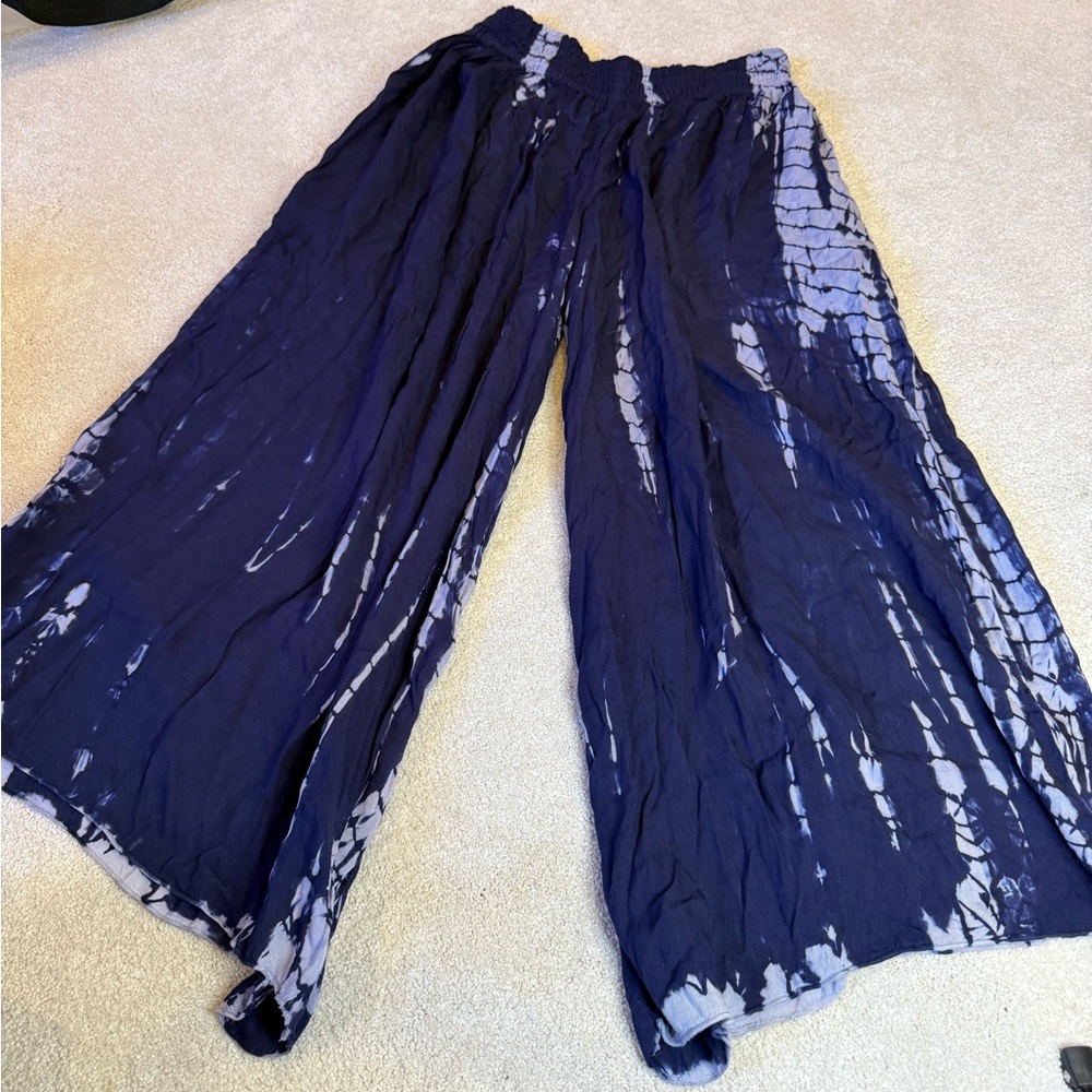 Boho Me Purple Tie Dye Wide Leg Flowy Pants Size M - Picture 2 of 8
